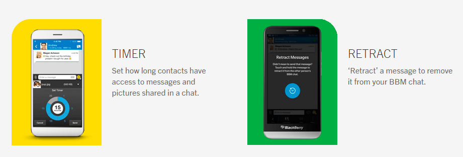 BBM Blackberry new privacy : timer and restrict message