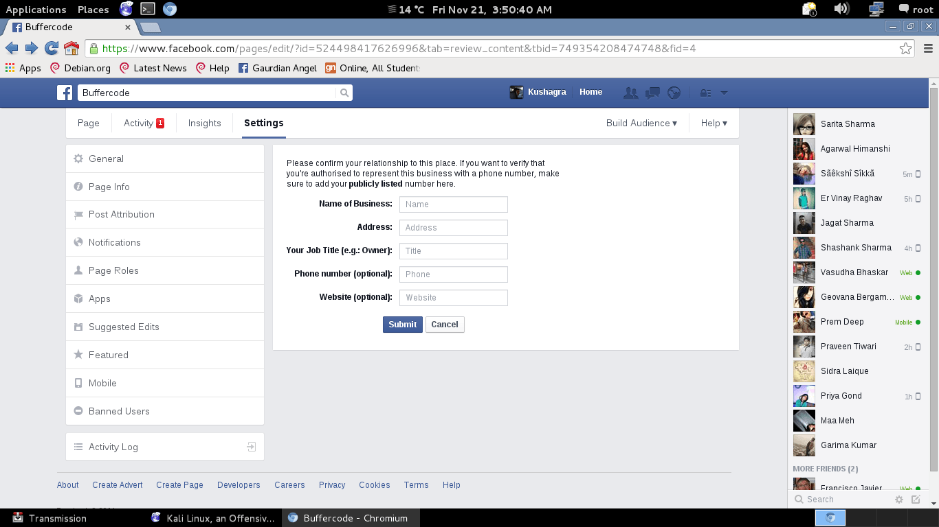 facebook verification page has bug