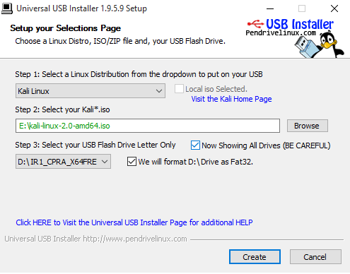 universal install to install kali 2 in USB