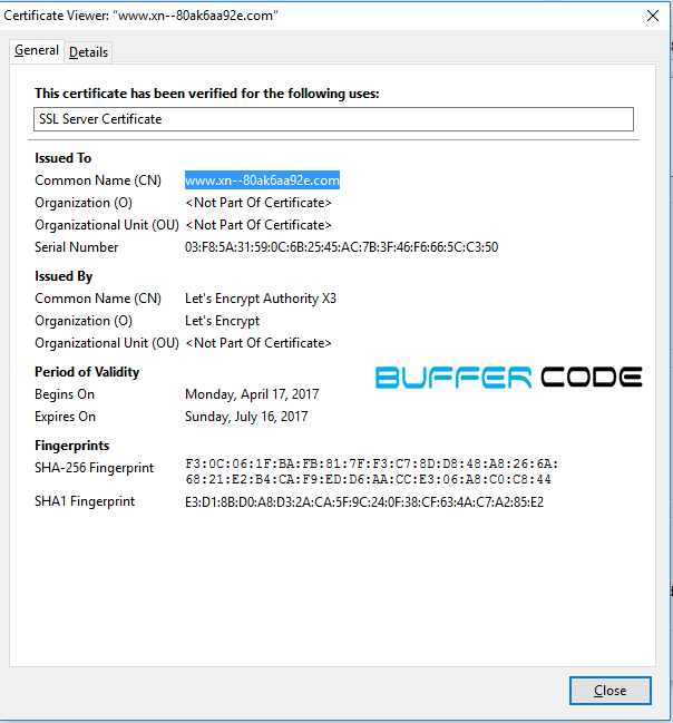 punycode from certificate